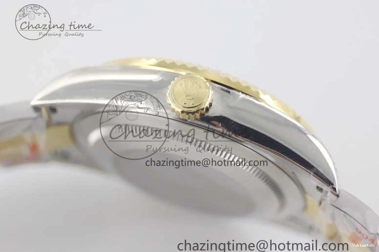 YG Asian SS Dial Edition Sky-Dweller Best 23J to 904L 1:1 Noob White on Bracelet 9001 SS YG 0301